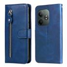 For Realme GT 6 / GT Neo6 SE Fashion Calf Texture Zipper Leather Phone Case(Blue) - 1