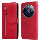 For Realme 13 Pro / 13 Pro+ / P1 Pro Global Fashion Calf Texture Zipper Leather Phone Case(Red) - 1