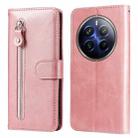 For Realme 13 Pro / 13 Pro+ / P1 Pro Global Fashion Calf Texture Zipper Leather Phone Case(Rose Gold) - 1