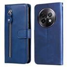 For Realme 13+ Fashion Calf Texture Zipper Leather Phone Case(Blue) - 1
