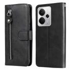For Realme 14 Global Fashion Calf Texture Zipper Leather Phone Case(Black) - 1