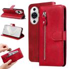 For Huawei nova 11 Pro Calf Texture Zipper Leather Phone Case(Red) - 1