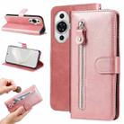 For Huawei nova 11 Pro Calf Texture Zipper Leather Phone Case(Rose Gold) - 1