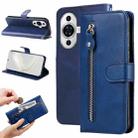 For Huawei nova 11 Pro Calf Texture Zipper Leather Phone Case(Blue) - 1