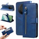 For Huawei Mate 60 Calf Texture Zipper Leather Phone Case(Blue) - 1