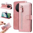 For Huawei Mate 60 Pro Calf Texture Zipper Leather Phone Case(Rose Gold) - 1