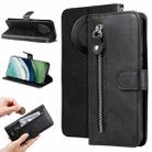 For Huawei Mate 60 Pro Calf Texture Zipper Leather Phone Case(Black) - 1