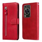 For Huawei Enjoy 70 Calf Texture Zipper Leather Phone Case(Red) - 1