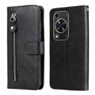 For Huawei Enjoy 70 Calf Texture Zipper Leather Phone Case(Black) - 1