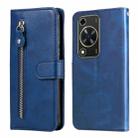 For Huawei Enjoy 70 Calf Texture Zipper Leather Phone Case(Blue) - 1