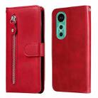 For Huawei nova 12 Calf Texture Zipper Leather Phone Case(Red) - 1