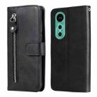 For Huawei nova 12 Calf Texture Zipper Leather Phone Case(Black) - 1