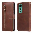 For Huawei nova 12 Calf Texture Zipper Leather Phone Case(Brown) - 1