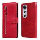 For Huawei nova 12 Pro Calf Texture Zipper Leather Phone Case(Red) - 1