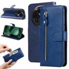 For OPPO Find X6 Pro Calf Texture Zipper Leather Phone Case(Blue) - 1