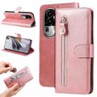 For OPPO Reno10 Fashion Calf Texture Zipper Leather Phone Case(Rose Gold) - 1