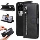 For OPPO Reno10 Fashion Calf Texture Zipper Leather Phone Case(Black) - 1