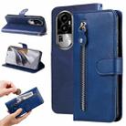 For OPPO Reno10 Fashion Calf Texture Zipper Leather Phone Case(Blue) - 1