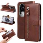 For OPPO Reno10 Fashion Calf Texture Zipper Leather Phone Case(Brown) - 1