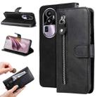 For OPPO Reno10 Pro+ Fashion Calf Texture Zipper Leather Phone Case(Black) - 1