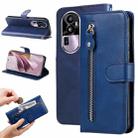 For OPPO Reno10 Pro+ Fashion Calf Texture Zipper Leather Phone Case(Blue) - 1