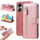 For OPPO A78 4G Fashion Calf Texture Zipper Leather Phone Case(Rose Gold) - 1