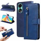 For OPPO A78 4G Fashion Calf Texture Zipper Leather Phone Case(Blue) - 1