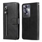 For OPPO A79 5G Fashion Calf Texture Zipper Leather Phone Case(Black) - 1