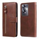 For OPPO A79 5G Fashion Calf Texture Zipper Leather Phone Case(Brown) - 1