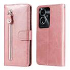For OPPO A59 5G / A2m Fashion Calf Texture Zipper Leather Phone Case(Rose Gold) - 1