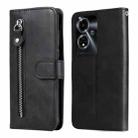 For OPPO A59 5G / A2m Fashion Calf Texture Zipper Leather Phone Case(Black) - 1