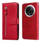 For OPPO A3 Pro 5G Fashion Calf Texture Zipper Leather Phone Case(Red) - 1