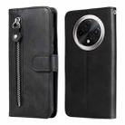 For OPPO A3 Pro 5G Fashion Calf Texture Zipper Leather Phone Case(Black) - 1