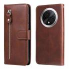 For OPPO A3 Pro 5G Fashion Calf Texture Zipper Leather Phone Case(Brown) - 1