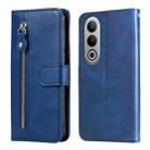 For OPPO K12 Fashion Calf Texture Zipper Leather Phone Case(Blue) - 1