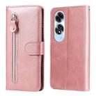 For OPPO A60 4G Global Fashion Calf Texture Zipper Leather Phone Case(Rose Gold) - 1