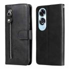 For OPPO A60 4G Global Fashion Calf Texture Zipper Leather Phone Case(Black) - 1