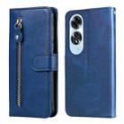 For OPPO A60 4G Global Fashion Calf Texture Zipper Leather Phone Case(Blue) - 1