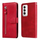 For OPPO Reno12 5G Global Fashion Calf Texture Zipper Leather Phone Case(Red) - 1