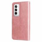 For OPPO Reno12 5G Global Fashion Calf Texture Zipper Leather Phone Case(Rose Gold) - 3