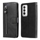 For OPPO Reno12 5G Global Fashion Calf Texture Zipper Leather Phone Case(Black) - 1