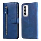 For OPPO Reno12 5G Global Fashion Calf Texture Zipper Leather Phone Case(Blue) - 1