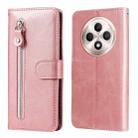 For OPPO Reno12 F 5G Global Fashion Calf Texture Zipper Leather Phone Case(Rose Gold) - 1