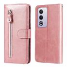 For OPPO A3 Pro 5G Global / India Fashion Calf Texture Zipper Leather Phone Case(Rose Gold) - 1