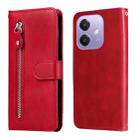 For OPPO A3x 4G / A3x 5G India Fashion Calf Texture Zipper Leather Phone Case(Red) - 1