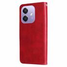 For OPPO A3x 4G / A3x 5G India Fashion Calf Texture Zipper Leather Phone Case(Red) - 3