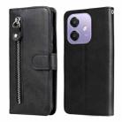 For OPPO A3x 4G / A3x 5G India Fashion Calf Texture Zipper Leather Phone Case(Black) - 1