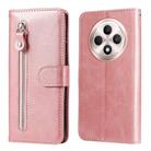 For OPPO Reno12 F 4G Fashion Calf Texture Zipper Leather Phone Case(Rose Gold) - 1