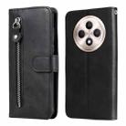 For OPPO Reno12 F 4G Fashion Calf Texture Zipper Leather Phone Case(Black) - 1