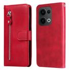 For OPPO Reno13 Global Fashion Calf Texture Zipper Leather Phone Case(Red) - 1